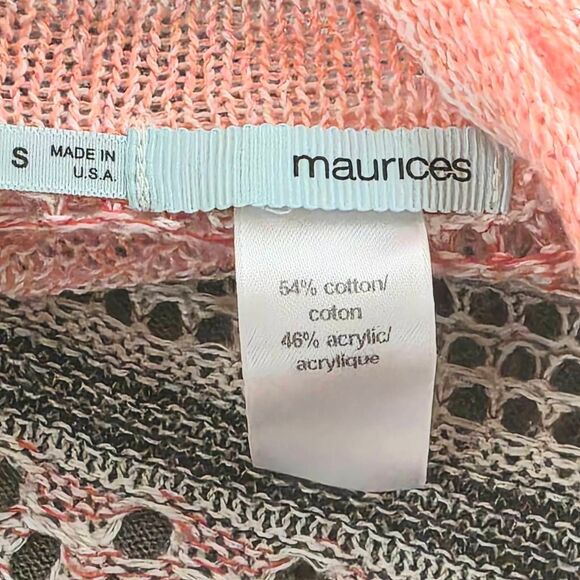 Maurices Open Knit Fringe Cardigan Peach Gray S - Picture 5 of 6